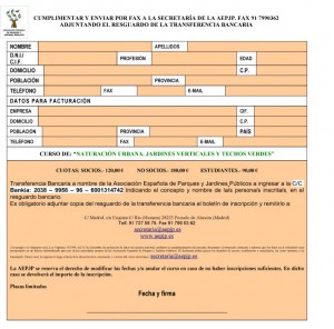 Inscripción al curso Naturacion Urbana AEPJP